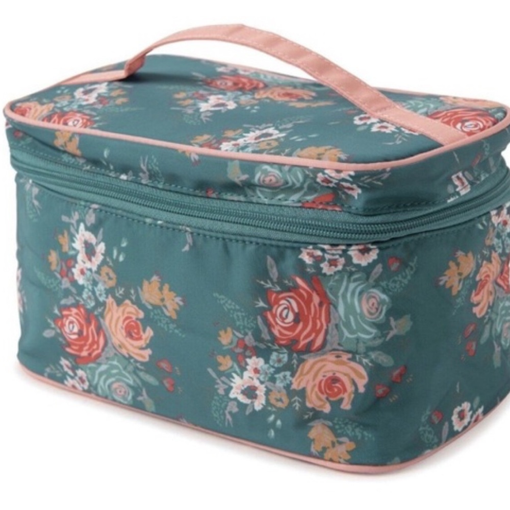 Matilda Jane Get Ready Train Case - Floral Teal Cosmetic Train Case